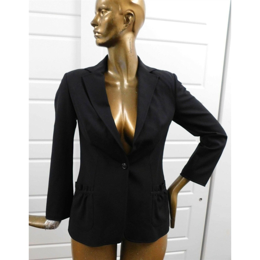 Piazza Sempione Italy sz 42 Black Wool Blend Blazer Jacket